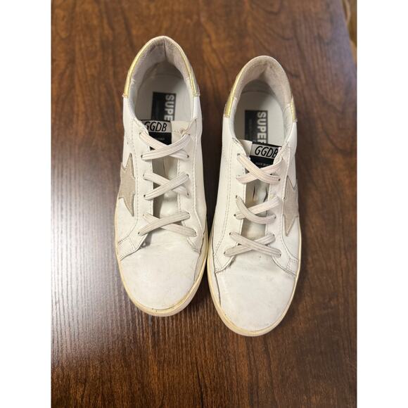 Golden Goose White and Gold Athletic Shoes - Picture 4 of 6